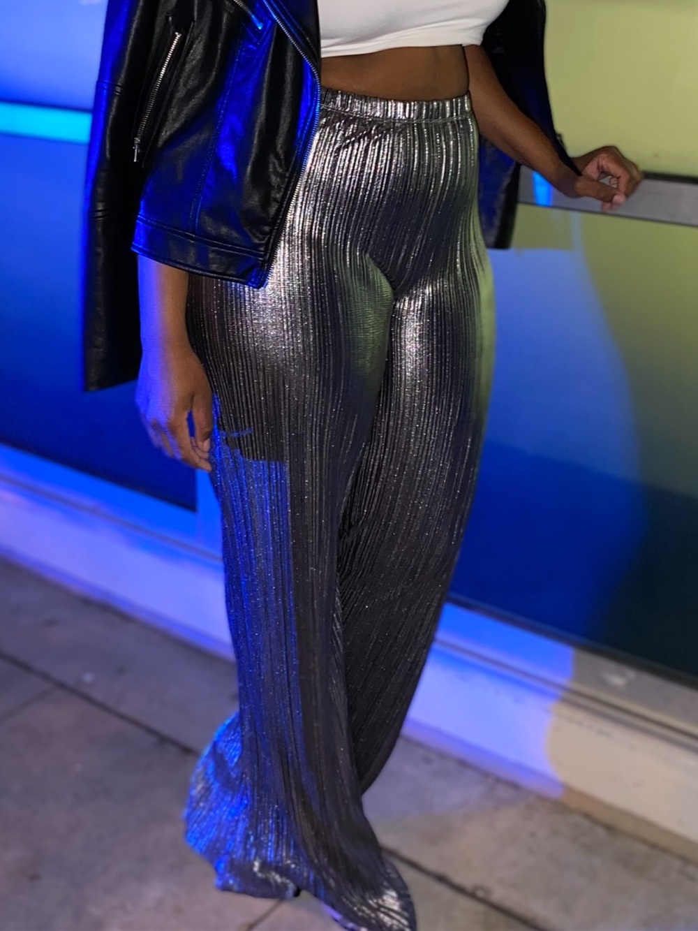 Metallic Silver Pants